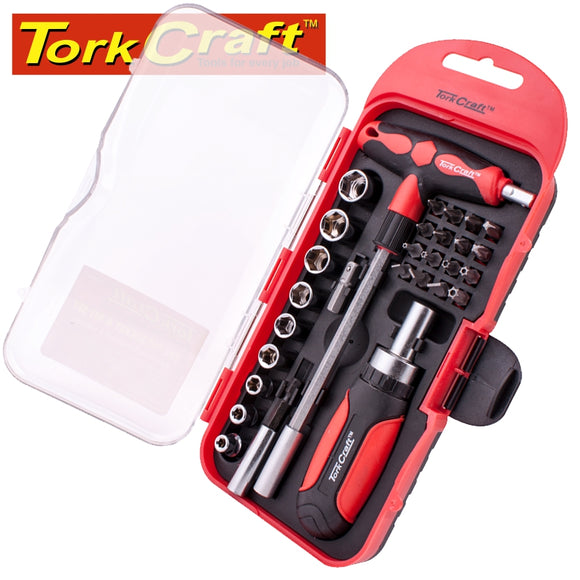 29PC RATCHETING SCREWDRIVER & T-HANDLE TOOL SET