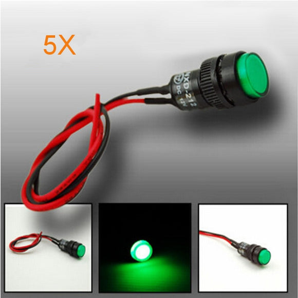 5X10mm Universal LED Indicator Dash Panel Warning Light Lamp