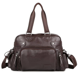 Mens Vintage Faux Leather Messenger Bag Weekend Shoulder Bag