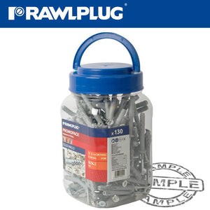 HAMMER-IN FIXING 8X60MM CYL HEAD WITH SCREWS X130 PER JAR