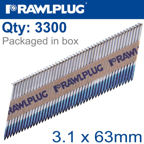 TIMBER NAILS CLIPPED GALV 3.1MM X 63MM 3300 PER BOX WITH X3 FUEL CELLS