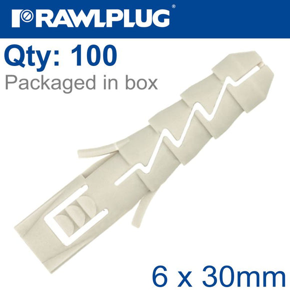 NYL EXPANSION PLUG 6MMX30MM X100-BOX