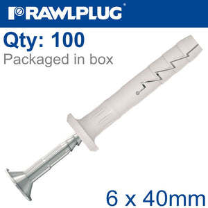 NYL HAMMER-IN FIXING 6X40MM MUSH HEAD X100-BOX