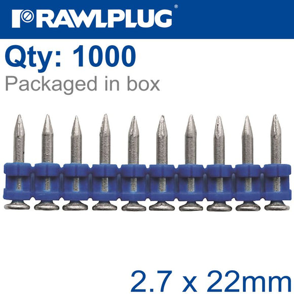 PINS FOR CONCRETE 2.7MMX22MM X1000 PER BOX + 1 FUEL CELL