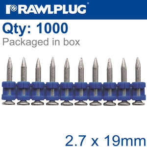 PINS FOR CONCRETE 2.7MMX19MM X1000 PER BOX + 1 FUEL CELL