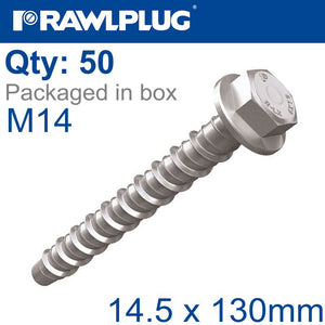 CONCRETE SCREW BOLT M14.5X13 MM HEX HEAD ZINC FLAKE COAT 50/BOX