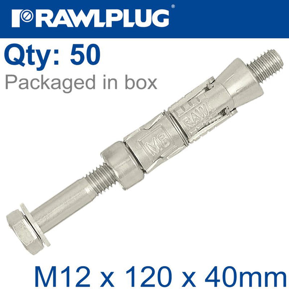 RAWLBOLT M12X120X40MM X25-BOX (20MM HOLE)