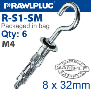 INTERSET CAVITY FIXING M4X32MM X6-BAG HOOK