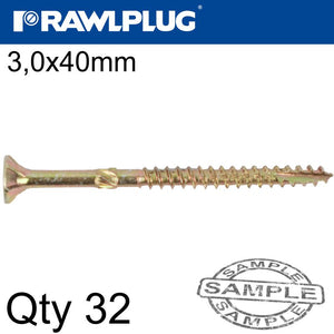 R-TS HARDENED SCREW 3.0X40MM X32 PER BAG