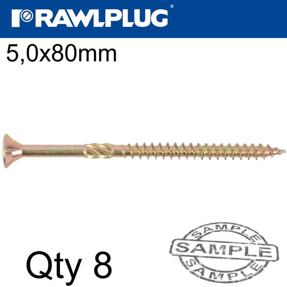 R-TS HARDENED SCREW 5.0X80MM X9 PER BAG