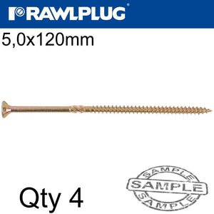 R-TS HARDENED SCREW 5.0X120MM X4 PER BAG