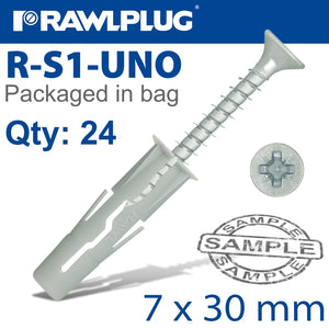 UNIVERSAL PLUG WITH SCREW 7X30MM 24 PER BAG