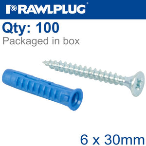 UNIVERSAL PLUG 4ALL 6 X 30MM WITH SCREW 100 PSC PER TUB