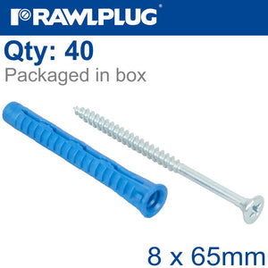 UNIVERSAL PLUG 4ALL 8 X 65MM WITH SCREW 40 PSC PER TUB