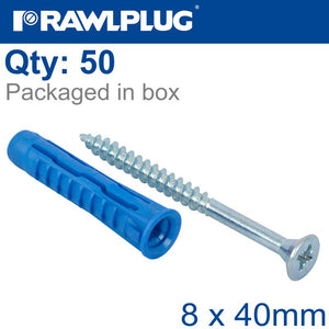 UNIVERSAL PLUG 4ALL 8 X 40MM WITH SCREW 50 PSC PER TUB