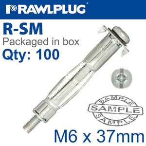 INTERSET FIXING FOR DRYWALL M6X37MM X100-BOX 12MM DRILL