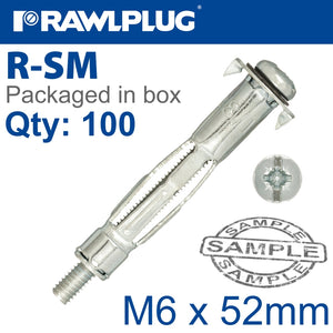 INTERSET FIXING FOR DRYWALL M6X52MM X100-BOX 12MM DRILL