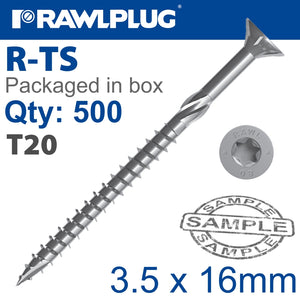 TORX T20 CHIPBOARD SCREW 3.5X16MM X500-BOX