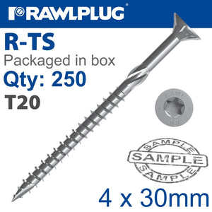 TORX T20 CHIPBOARD SCREW 4.0X30MM X250-BOX