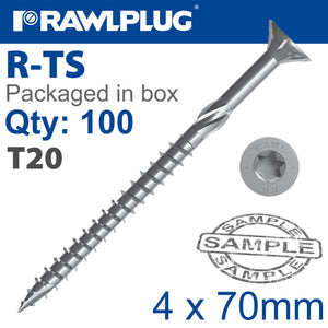 TORX T20 CHIPBOARD SCREW 4.0X70MM X100-BOX