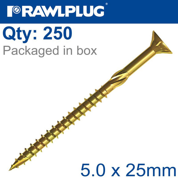 TORX T25 CHIPBOARD SCREW 5.0X25MM X250-BOX