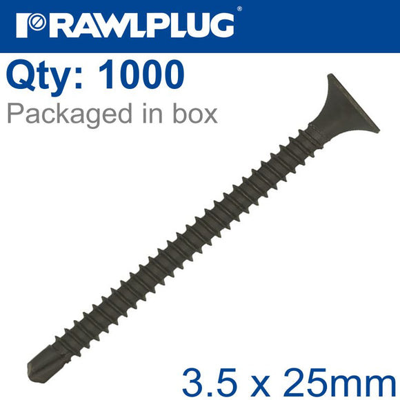 SELF DRILLING DRYWALL SCREW 3.5MMX25MM X1000-BOX