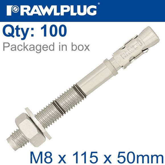 THROUGHBOLT M8X115X50MM X100 -BOX