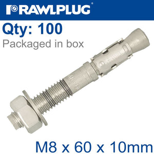 THROUGBOLT SS M8X60X10MM X100 -BOX