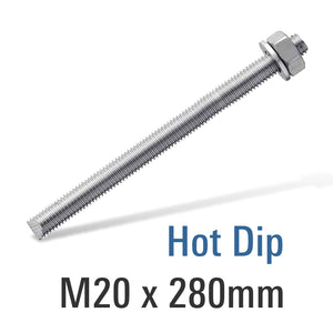 8.8 HOT DIP  GALV STUD M20X280