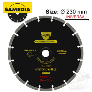 DIAMOND BLADE 230MM X 22.23 SEGMENTED IND MULTI PURPOSE SOLID MSS