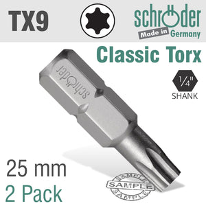 TORX TX9 CLASSIC BIT 25MM 2CD