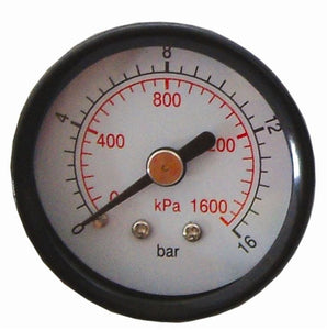 PRESS. GAUGE 40MM 1/4' REAR FIT 0-16BAR 0-1600KPA