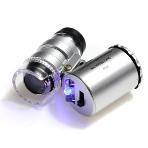 Mini Pocket LED 60X Microscope Magnifier Loupe Jewelry