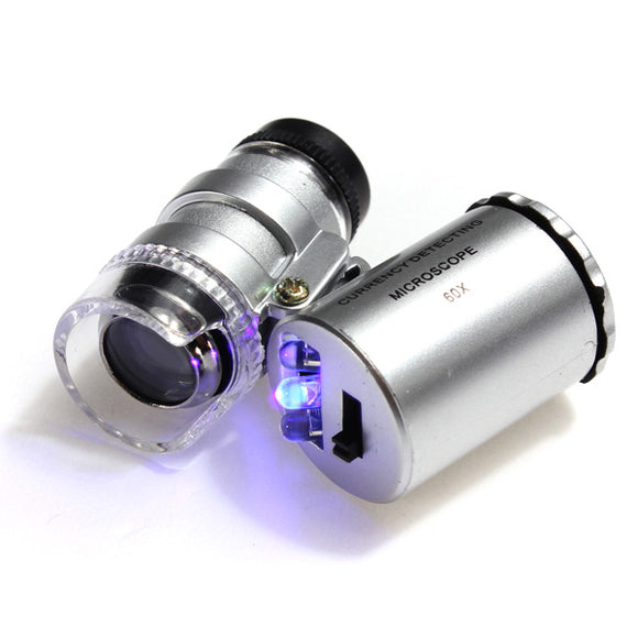 Mini Pocket LED 60X Microscope Magnifier Loupe Jewelry