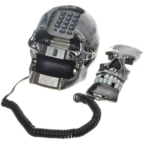 Unique Black Skull Skeleton Shaped Land Line Telephone