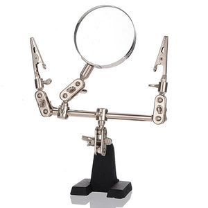 Third Hand Soldering Iron Stand Clamp Clip 2.5X Magnifying Magnifier Len Glass Tool