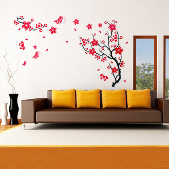 Red Plum Blossom Wall Sticker Removable Art DIY Home Decor