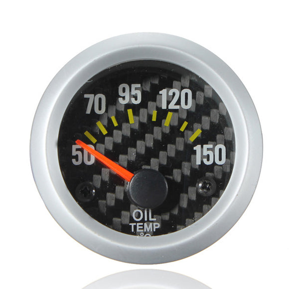 Electrical Oil Temp Temperature Gauge Celsius White Carbon Fiber Face