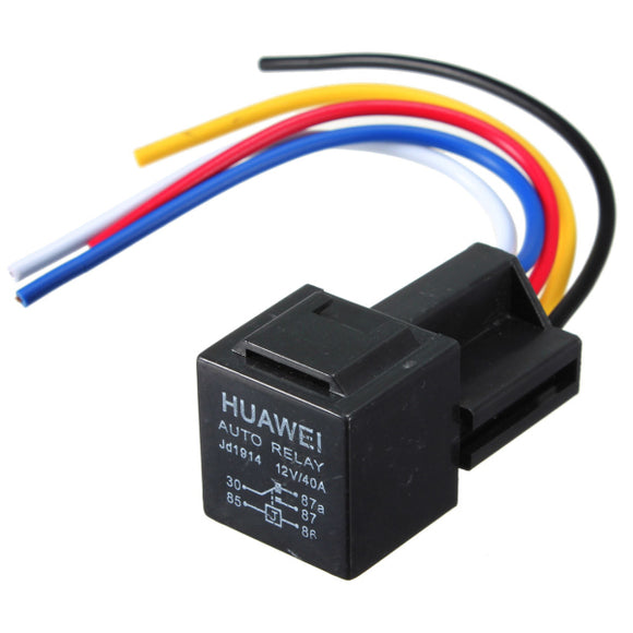 Black 12V 30/40 Amp Car Auto Relay With Wiring Harness And Socket