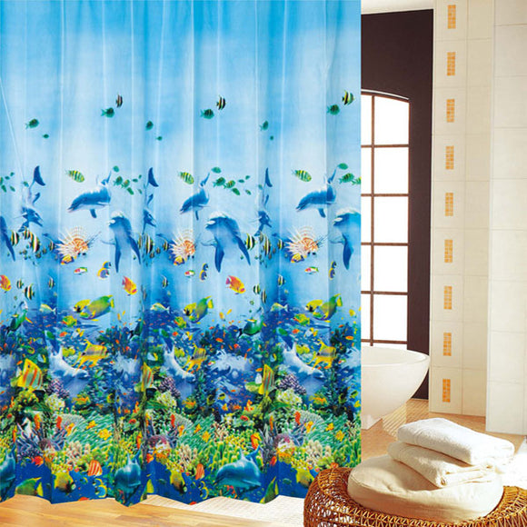 180*180cm Bathroom Undersea World Polyester Waterproof Shower Curtain