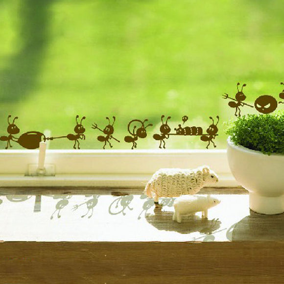 Honana DX-013 Ants Moving Decorative Wall Art Stickers Black Brown Green