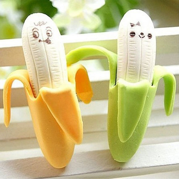 Novelty Stationery Banana Expression Erasers For Kids 2 Pcs