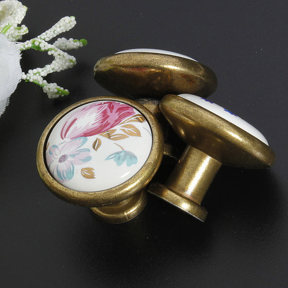 Flower Tulip Ceramic Cabinet Cupboard Drawer Wardrobe Pulls Handle