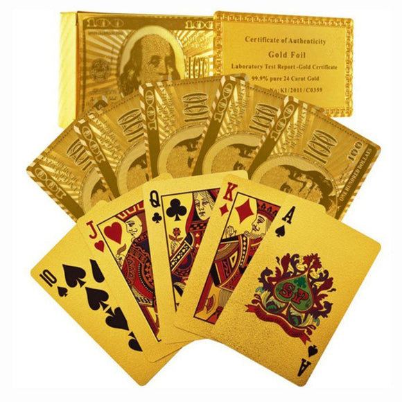 Certified Pure 24 Carat Gold Foil Plated Poker Cards Perfect Gift