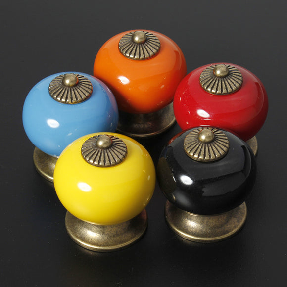 Ceramic Zinc Alloy Door Cabinet Knob 5 Colors