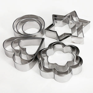 12 Pcs Stainless Steel Flower Heart Biscuit Cake Cookied Mould Cutter