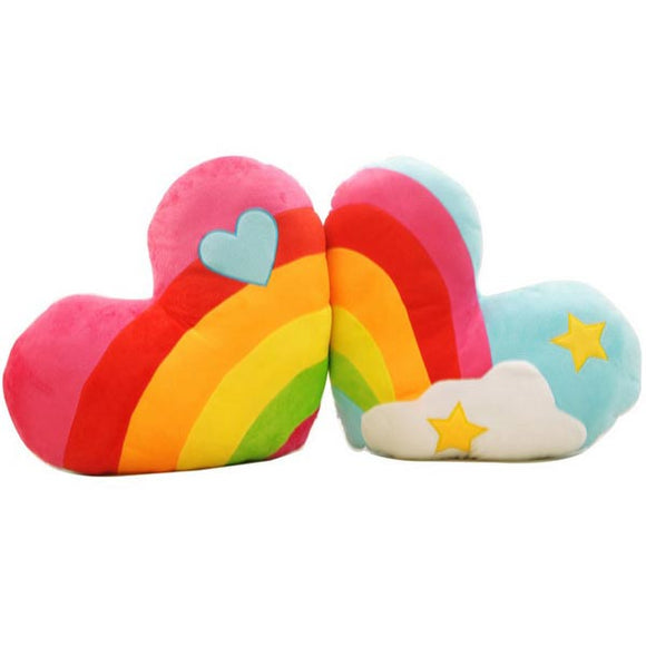 Rainbow Heart Clouds Couple Cushion