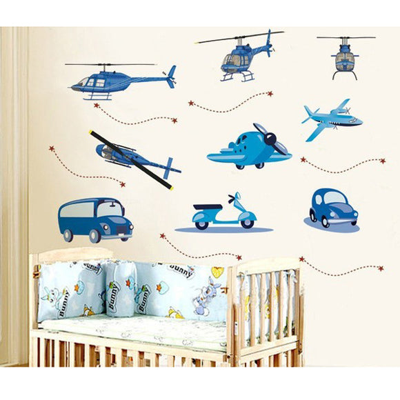 Removable Helicopter Plane And Car Wall Sticker Home Decor Wall Decal