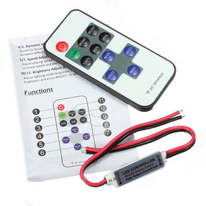 Remote Controller 11Keys Mini Dimmer for Led Single Color Strip DC 12V