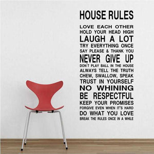 House Rules Art Words Graphics PVC Wall Sticker Wallpaper 8010